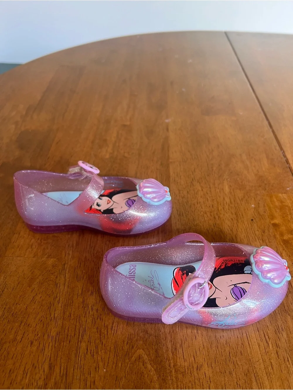 Mini Melissa Girls Pink Glitter Ariel Jelly Dress Shoes